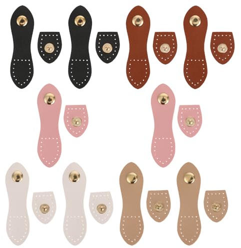 COMNICO Leather Buckles, 10 Stück Sew On taschenverschluss lederriemen mit druckknöpfen, Magnetische Leder Druckknöpfe, Druckknopfschnallen aus PU-Leder für Brieftaschen Jacken Notizbücher Geldbörsen