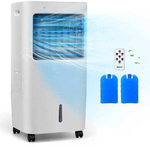 HOMFME 3 in 1 Evaporative Air Cooler, 20L Mobile Air Conditioner with 4 Speeds, 3 Modes, Remote Control, Timing, Oscillation Function, Portable Cooling Fan Air Humidifier Air Purifier for Home Office