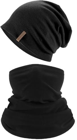 MOAZIFI Mütze Damen Herren Mit Schlauchschal, Dünne Mütze Damen, Dünne Mütze Herren, Beanie Herren, Baumwollmütze Damen, Beanie Mütze Damen, Für Laufen Skifahren Radfahren Snowboarden Motorradfahren