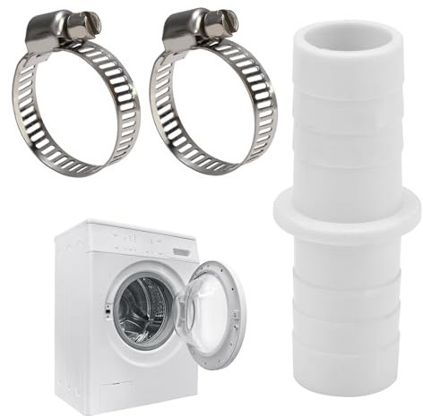SMCEHEYA Washing Machine Hose Connector 21mm Waste Pipe Connector ABS Waste Pipe Drain Hose Extension Plumbing Connector for Washing Machine Dishwasher Caravan Outlet Hose with 2 Metal Clamps 110810