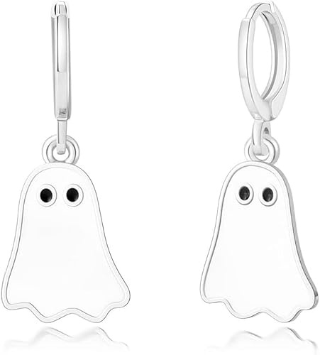 TOEECY Halloween Ohrringe für Damen Niedlich Lustige Schräg Weiß Gespenst Ohrringe Halloween Ohrringe Tropfen Baumeln Halloween Party Schmuck Geschenk Geschenk für Frauen