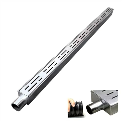 Caniveau Exterieur Tranchée de Drainage pour Gouttière Extérieure Mince avec Embouts/sortie, Kit de Drainage pour Canal de Drainage Étroit de 1,4 /2 /4 Po avec Grille, Auge de Tranchée D'égout de Puit