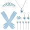 jerbro Damen Prinzessin Kostüm Krone Handschuhe Schneeflocken Haarspangen Kette Frozen Zubehör für Karneval Halloween Fasching Cosplay Party