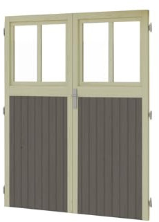 CHILLROI® Doppelflügeltür aus Holz inkl. Türschloss und Rahmen in verschiedenen Ausführungen nordische Fichte (B/T/H) 174 x 3,6 x 180,5 cm (terragrau)