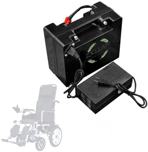 ZXLLAFT 24 Volt Rollstuhlbatterie 24V Lithiumbatterie 12Ah 15Ah 18Ah 20Ah 25Ah 30Ah 35Ah 40Ah 45Ah 50Ah Ersatzbatterie für 250-1200W Rollstuhlmotor mit Ladegerät,24v 18ah
