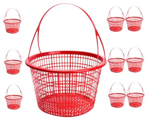 CIMAXIC 10st Obstpflückkorb Kleiner Korb Mit Henkel Gemüsekorb Kirschkorb Praktischer Obstkorb Heim Körbe Einkaufskorb Für Kleine Körbe Obst-einkaufskorb Korb Für Obst Plastik Rot
