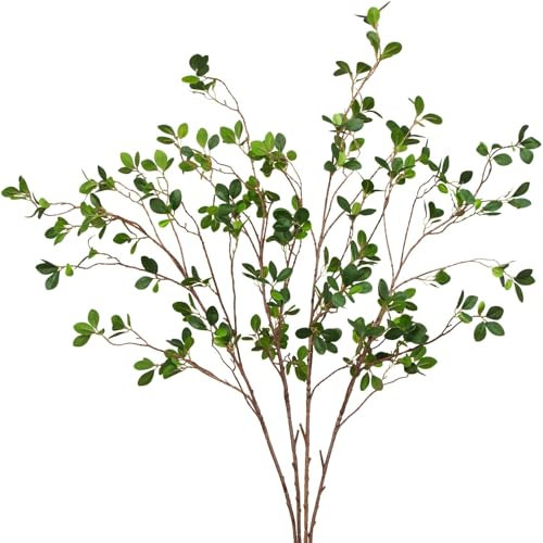 4Pcs Ficus Feuillage Artificiel 114cm Longue Tige Fleurs Plantes Artificielles Haut de Gamme Deco Interieur Exterieur Olivier Branche Feuille Fleur Artificielle pour Mariage Maison Table Décoration