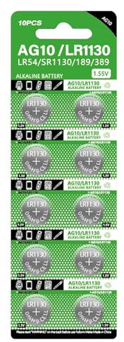 LR1130/AG10 batteria a bottone, 10 pezzi pile lr1130, batterie lr1130-1,5v, pila lr1130 per molti piccoli dispositivi elettronici, orologio, chiavi 'auto, calcolatori