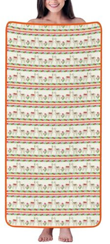 WSHFFILO Llama and Cactus printed Coral Velvet Bath Towel Beach Towel