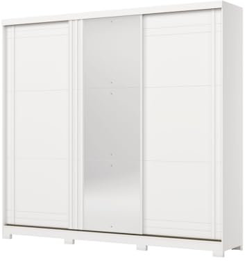 Vicawu Armoire Dressing Triple Portes COULISSANTES ZANO, Blanc Mat, 249 x 51,5 x 230 cm, Dressing 3 Portes coulissantes 249 x 51,5 x 230 cm
