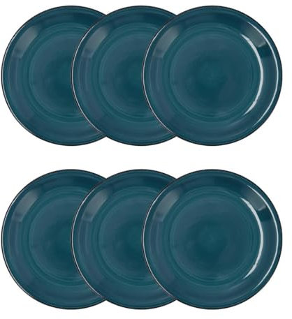 Quid Vita Aqua Set 6 Platos Postre Ceramicos Apto Microondas Apto Congelador Apilable