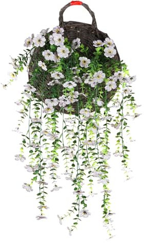 TADAYIM Artificial Morning Glory Basket, Fake Flower Vines, Realistic Plants for Courtyard Patio Spring Front Balconies Wall Porch Fall Door Gazebo
