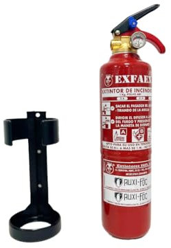 AUXI-FOC | Extintor de Incendios. Para Coche o Casa PI-1 ABC, 1 Kg | Soporte Incluido | Seguro, Compacto Y Versátil | Extintor Para Coche Eficiente, Ideal Para Accesorios Camper Y Autocaravana