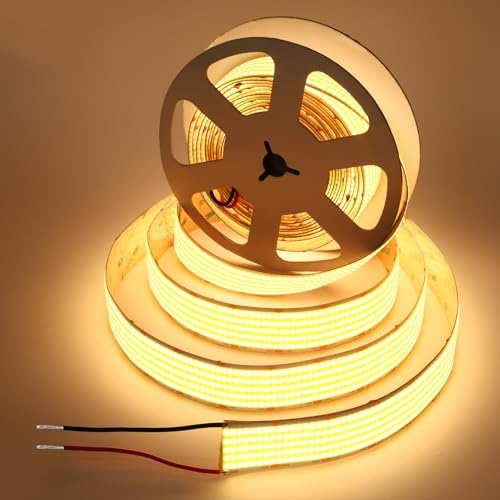 BERIXDEEP 30mm COB LED Streifen 5m, 40w/m, 24v, 3000K, Ohne Netzteil | Warmweiss Licht Band für Wandpaneel, Werkstatt, Industrielles, Kommerzielles Dekor, 5 Reihen 1600 LEDs/m, 90lm/w, CRI 92