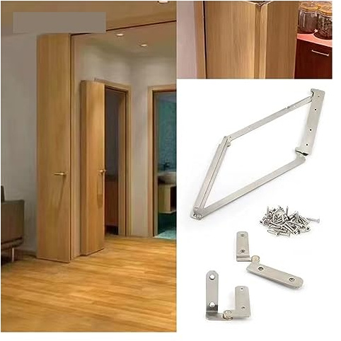 Barn Door Sliding Kit, Wardrobe 180 Degree Folding Flat Door Accessories, Household Door Cloakroom Door Partition Door Hardware Connector Accessories(18 mm Left Open)