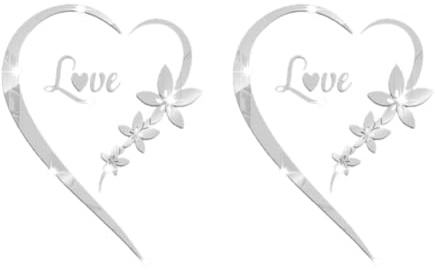 Bosiyrggrl Heart-Shaped Mirror Stickers, Self-Adhesive Acrylic Mirror Stickers Art Murals, DIY Wall Art Home Decoration Silver