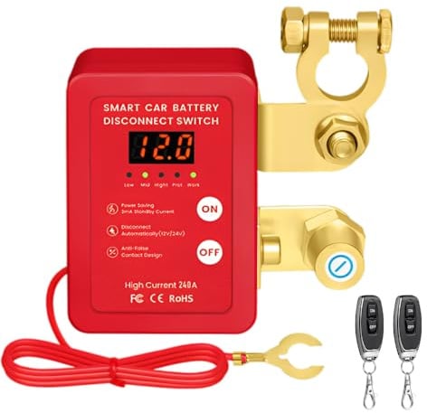 XPJBKC Drahtloser Ferngesteuerter Auto Trennschalter, Batterie Trennschalter 12V /24V 240A, Fernbatterie TrennschalTer mit LED-Anzeige, Automatische Abschaltung Schalter für Auto, ATV, LKW, Boot