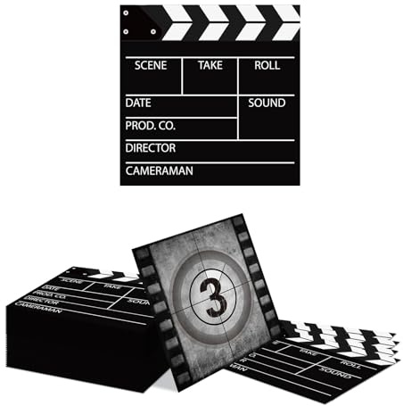 Kotkiddy 40 Pezzi di Carta da Servire Monouso per Film Notturni per Compleanno, Napkin Decor per Cinema per Decorazioni per Feste, Quadrato A Tema Cinematografico Napkin