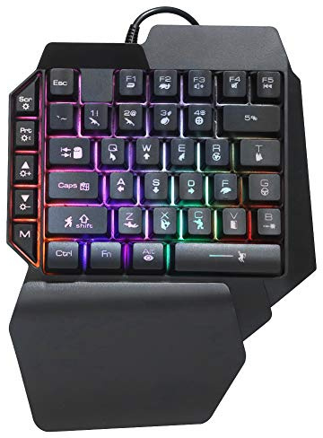 Lazmin112 Tastiera A Una Mano, Tastiera da Gioco Meccanica per Computer A 39 Tasti Con Illuminazione Accattivante, per Pubg