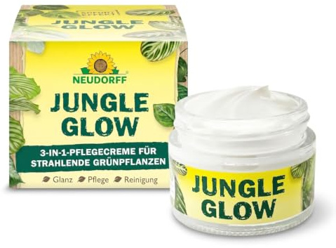 Neudorff Jungle Glow – 3in1 Blattpflege für alle Grünpflanzen entfernt Kalkflecken, Staub und Schmutz. Sorgt für tiefgrüne Blätter, 45 ml