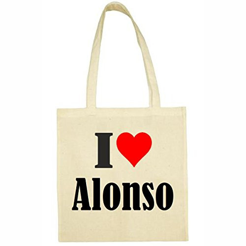 Reifen-Markt Tasche I Love Alonso Größe 38x42 Farbe Natur Druck Schwarz
