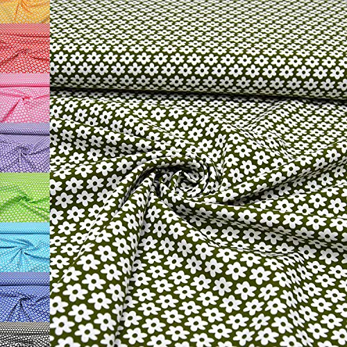 MAGAM-Stoffe Amelie Blumen Baumwollstoff Oeko-Tex Meterware 50cm (08. Dunkelgrün)