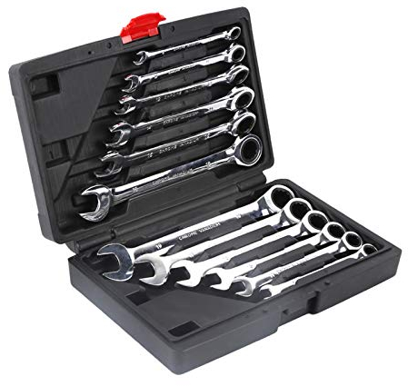 12 tlg Ratschenschlüssel Ring Maul Ratsche Schlüssel Satz 8-19mm Werkzeug Set