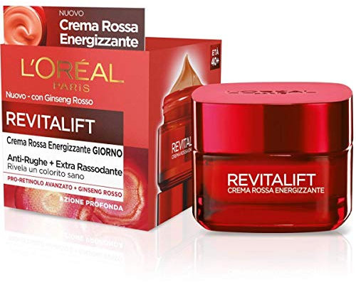 L'Oréal Paris Trattamenti Crema Viso Giorno Energizzante Anti-Rughe Revitalift, Formula Extra Rassodante Arricchita con Ginseng Rosso e Proretinolo Avanzato, 50 ml