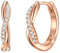 Rafaela Donata Damen Creolen aus 925/- Sterling Silber rosévergoldet mit Zirkonia weiß - Silbercreolen Rosegold Klappcreolen klassisch