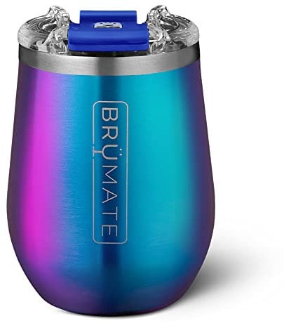 BrüMate Uncork'd XL MÜV - 100% Leak-Proof 14oz Insulated Wine Tumbler with Lid - Vacuum Insulated Stainless Steel Wine Glass - Perfect For Travel & Outdoors (Rainbow Titanium)