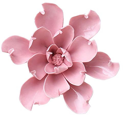 CLISPEED 3D Blumen Wanddeko Wandschmuck Keramik Wandskulptur Wandkunst Wandbild für Zuhause Wohnzimmer Schlafzimmer Hochzeit Geburtstag Party Wandhänger Dekoration (Rosa)