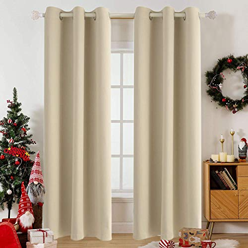 Muutos Blickdichte Vorhänge, Ösenschal, Blickdicht Geräuschreduzierung leichte weiche, für Dekoration Weihnachten, H 185 x B 140cm, Creme Farben