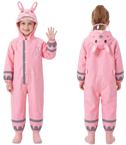 JinBei Combinaison de Pluie Enfant Fille Léger Respirant, 7-10 Ans, Rose