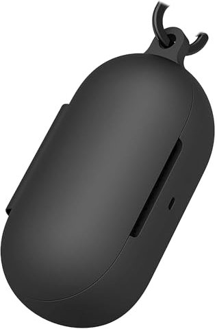 Nimon Silicone Case for OnePlus Buds Z, Soft and Flexible, Scratch/Shock Resistant Silicone Cover with Carabiner for OnePlus Buds Z Headphones (Black)
