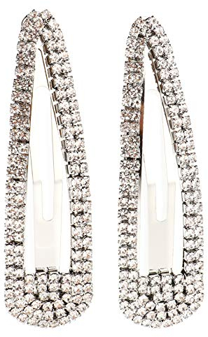 Beaupretty Fermaglio a Scatto con Strass 2 Pezzi Fermaglio per in Metallo Cristallo Brillante Mollette per da Sposa per Le Donne