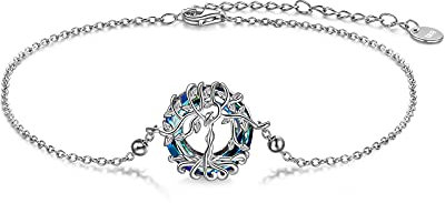 YAFEINI Tree of Life Bracelet 925 Sterling Silver Crystal Tree of Life Bracelet Jewellery Gifts for Women Girls