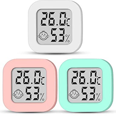 Mini Digital Thermometer Hygrometer Indoor Thermo-Hygrometer Feuchtigkeitsmesser (3er Pack)
