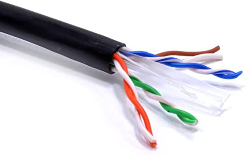 pace ava External Cat6 Solid Copper UTP Cable Duct Grade (PE) Outdoor Network Cable 24AWG Gigabit PoE CCTV IP 100m Reel – Black