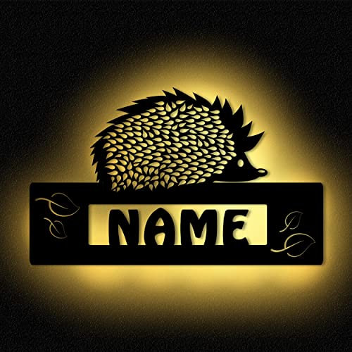 Igel Lampe Kinderzimmer Wandlampe Nachtlicht Holz Led Licht personalisiert mit Namen I Batteriebetrieb