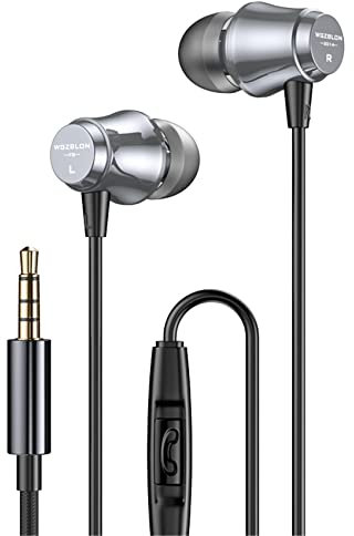 Yinyoo BLON FG Auriculares intrauditivos de aleación de Aluminio de Peso Ligero Auriculares de diafragma Compuesto de 10 mm con micrófono de Alta definición, Enchufe de 3,5 mm Plug