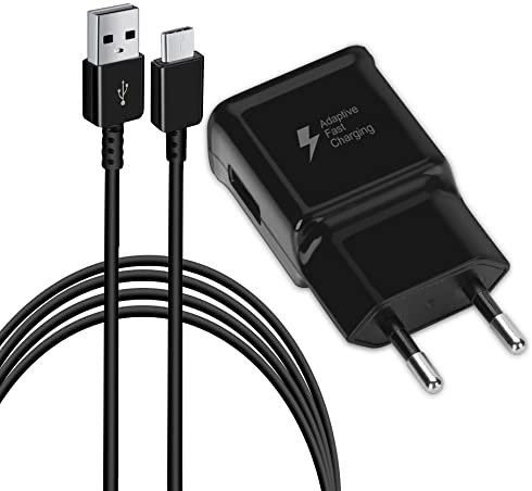 Adattatore di Ricarica con Funzione di Ricarica Rapida, con cavo di Ricarica Originale 1,5 m per Samsung Galaxy S10/S9/S8/S10e/S10+/S8+/S9+/Note 8 9 10 20/S22/S21/S21+/S21 Ultra/S20/FlipZ 3/A30/A53