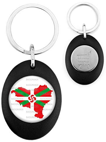 Badgmania Porte Clés Ovale Noir Jeton de Caddie Carte Pays Basque Euskadi Euskara Croix Symbole 64 Biarritz, FAB-1005570, Taille unique