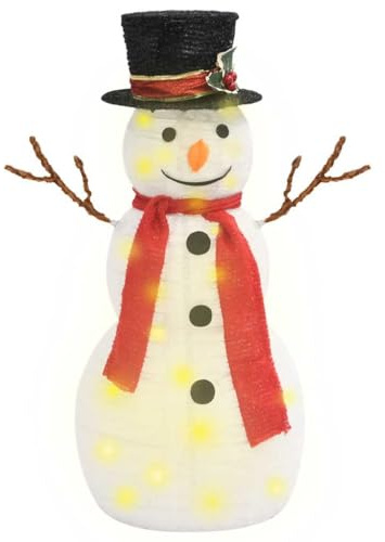 vidaXL LED-Schneemann Weihnachtsfigur Luxus-Stoff 60 cm