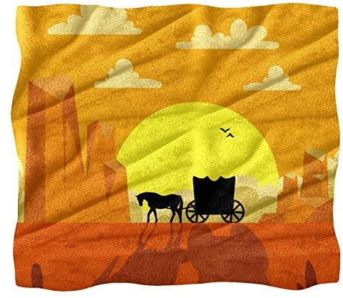 Fleece-Überwurfdecke, Kutsche, Westernlandschaft für Couch, Sofa oder Bett, gemütliche, weiche Decken