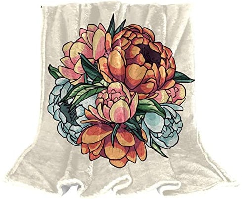 Vintage Blumenstrauß Fleece Überwurf Decke für Couch Leicht Plüsch Fuzzy