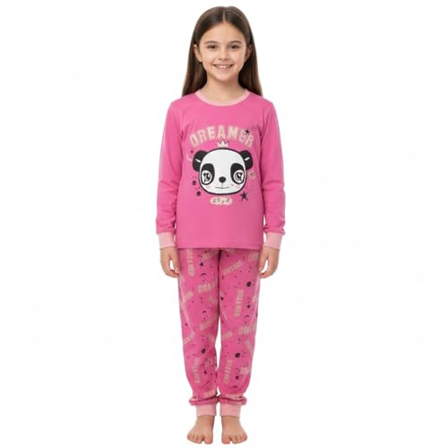 A2Z 4 Kids Girls Pyjamas Set Panda Animal Dreamer Lounge Suit Top Bottom Set Comfy Loungewear Age 2-13 Years