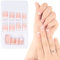 24PCS Faux Ongles Courts Rose Sticker Nail Art Couverture Complète Avec Autocollant à Ongles Accessoires Bricolage Ongle Artificiels Carrés avec Colle Cadeau Femme Fille