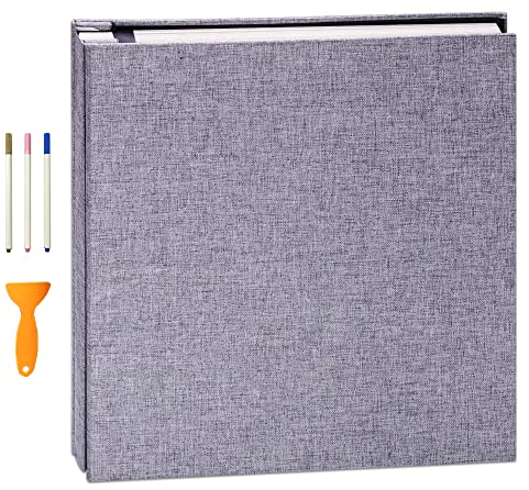 Yopih Selbstklebende 10x15 Fotoalbum Einkleben und zum Selbstgestalten Groß leinen Photoalbum mit 120 weißen Seiten, Hochzeit Jahrestag Geburtstag Geschenke, mit einem Kugelschreiber, 33x32cm