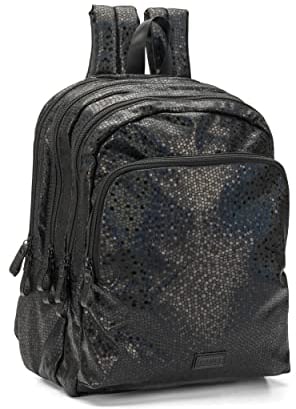 Comix - Zaino Python Black Scuola Media, Elementare e Superiore, con Schienale Imbottito e Rinforzato, Spallacci Regolabili e Vano Principale + Tasca Frontale Con Zip, cm 32x21x43h, 31lt
