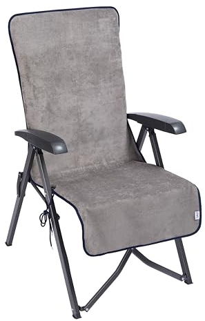 Sowel® Handtuch für Liegestuhl, Frottee Schonbezug, Bla Bla Lounger, 100% Baumwolle, 56 x 140 cm, Grau/Navy